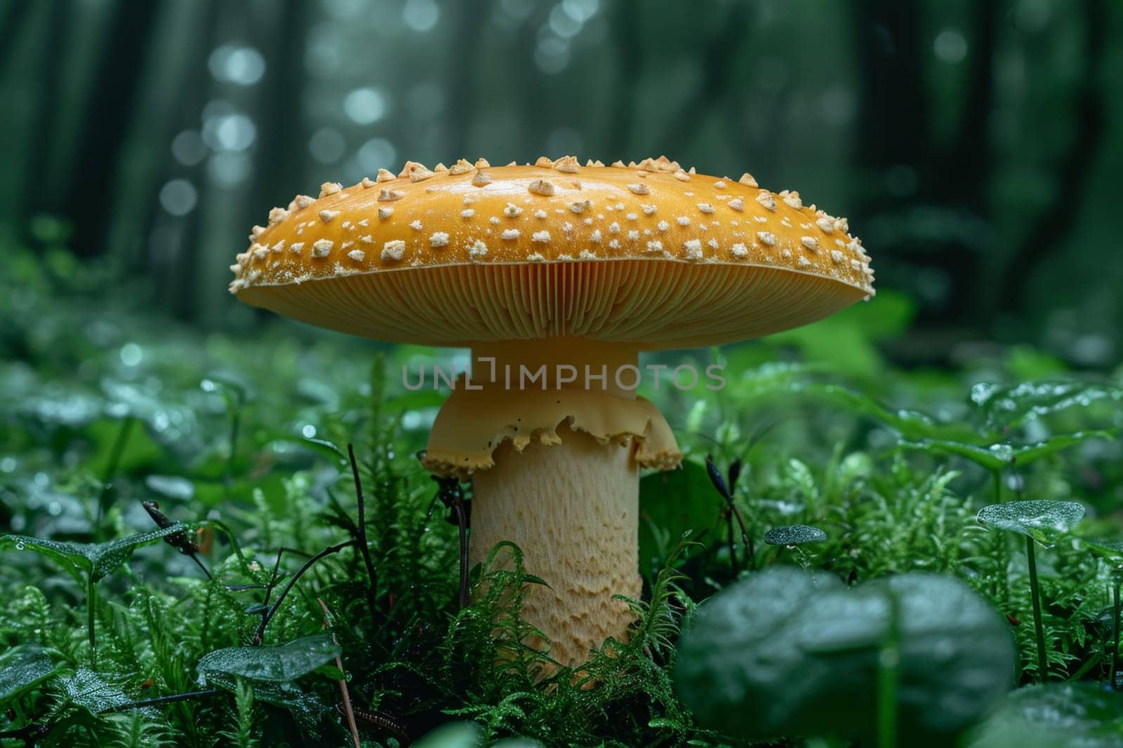 Mushroom fly agaric growing in the forest. Mushroom picking concept.