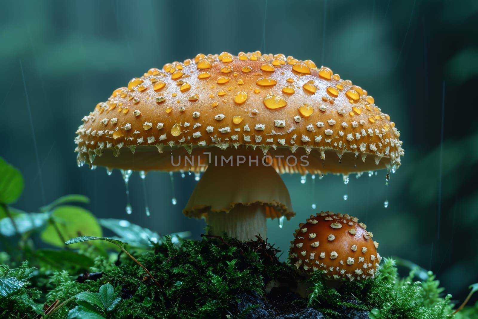 Mushroom fly agaric growing in the forest. Mushroom picking concept.