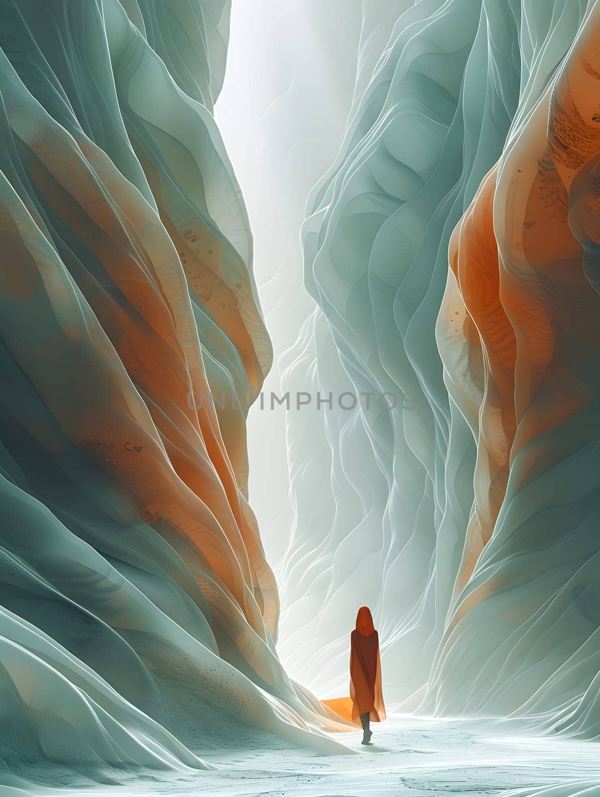 An artist paints a stunning landscape of a canyon using watercolor paint by Nadtochiy