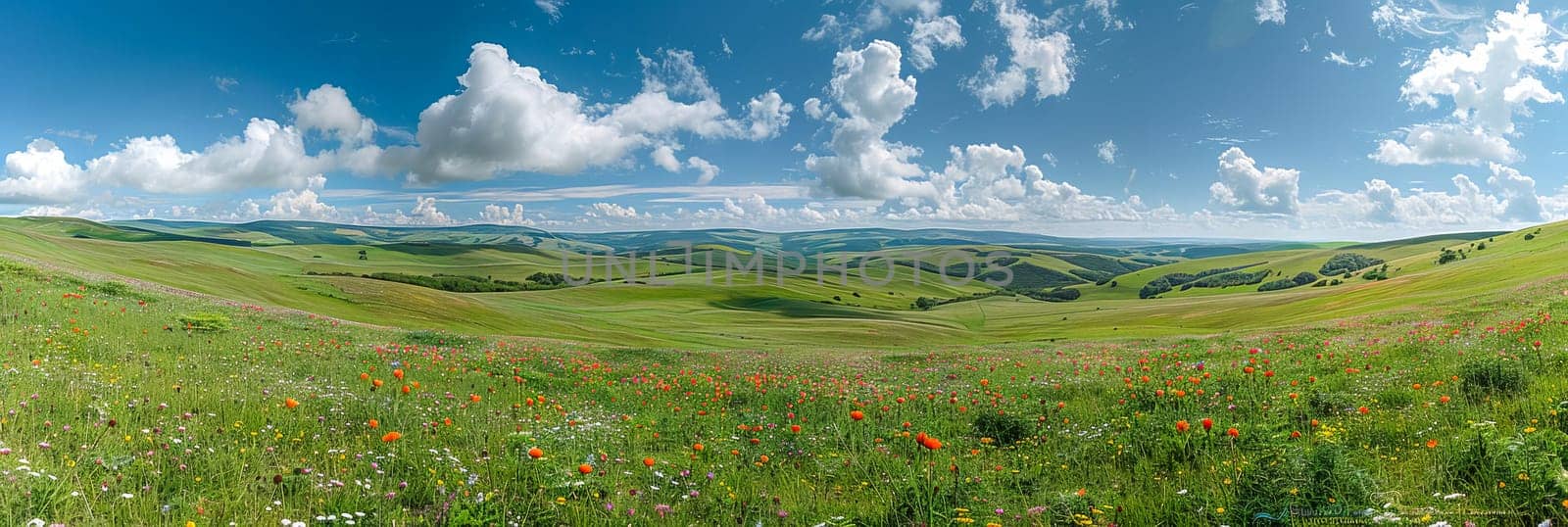 Landscape with field and a blue sky on a summer sunny day. by OlgaGubskaya