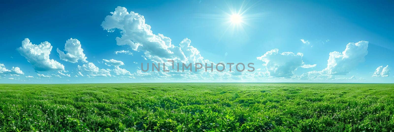 Landscape with field and a blue sky on a summer sunny day. by OlgaGubskaya