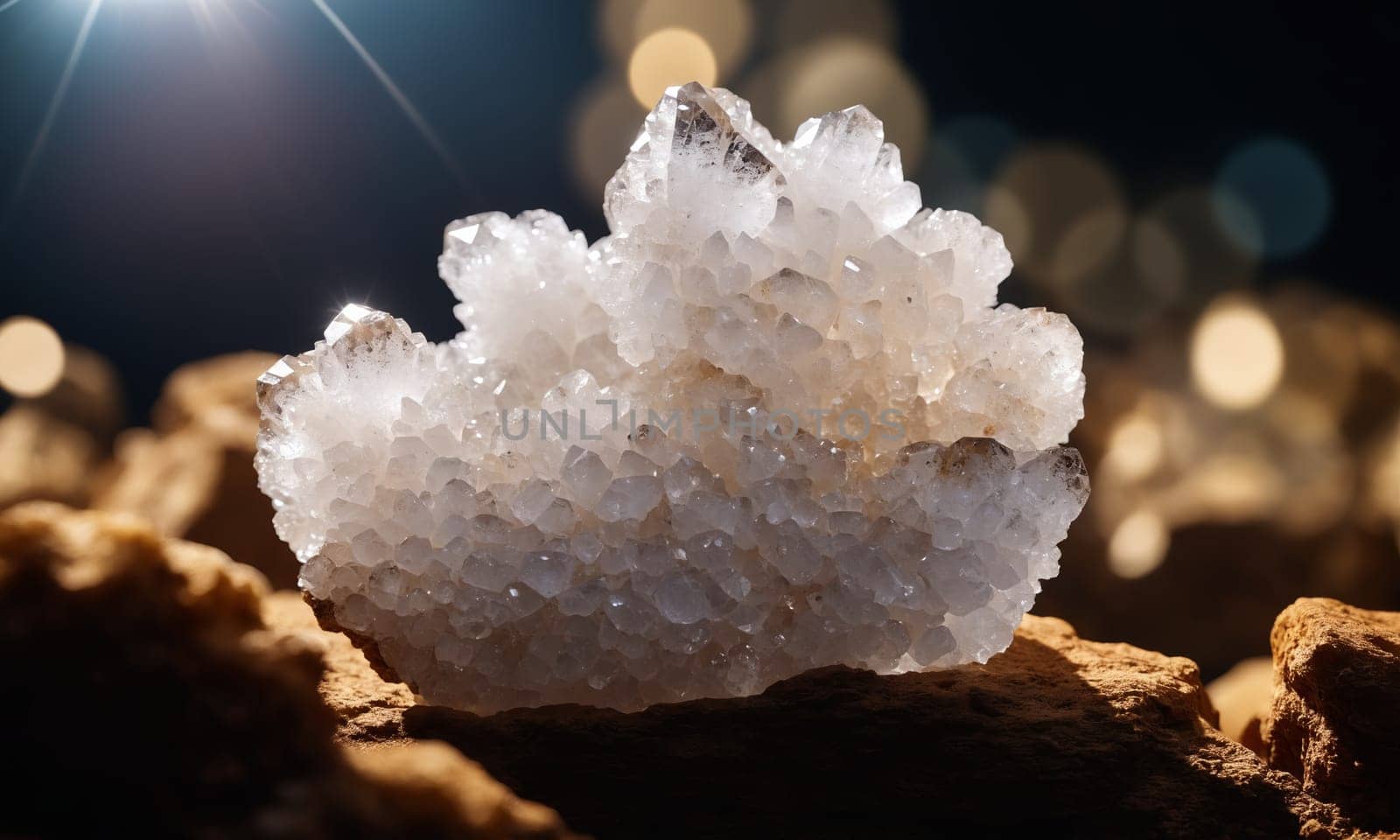 Close-up of a crystal of quartz on a black background