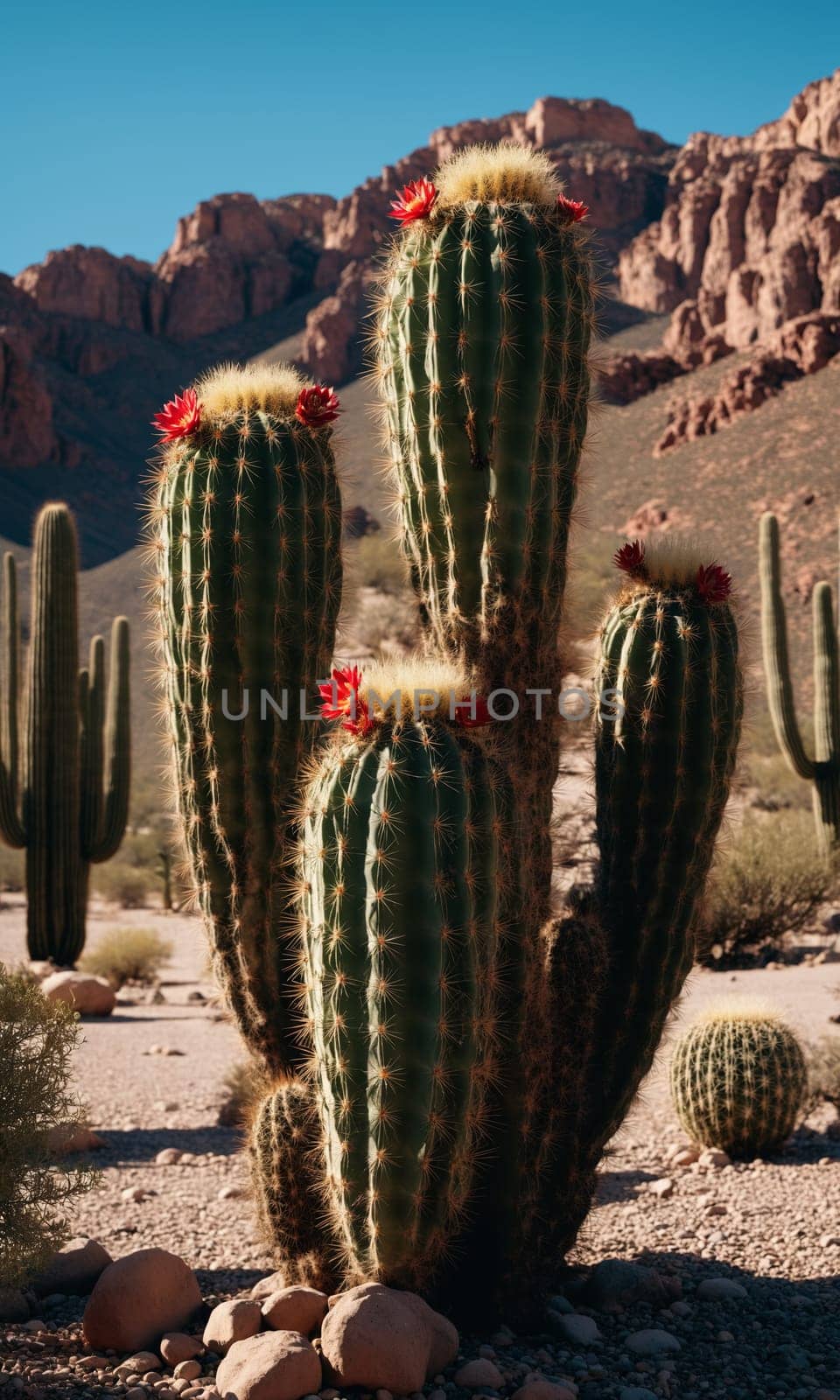 Prickly cactus in the desert close-up by Andre1ns