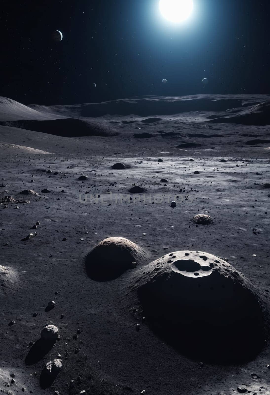 View of the Moon from the surface of an alien planet 3D rendering by Andre1ns