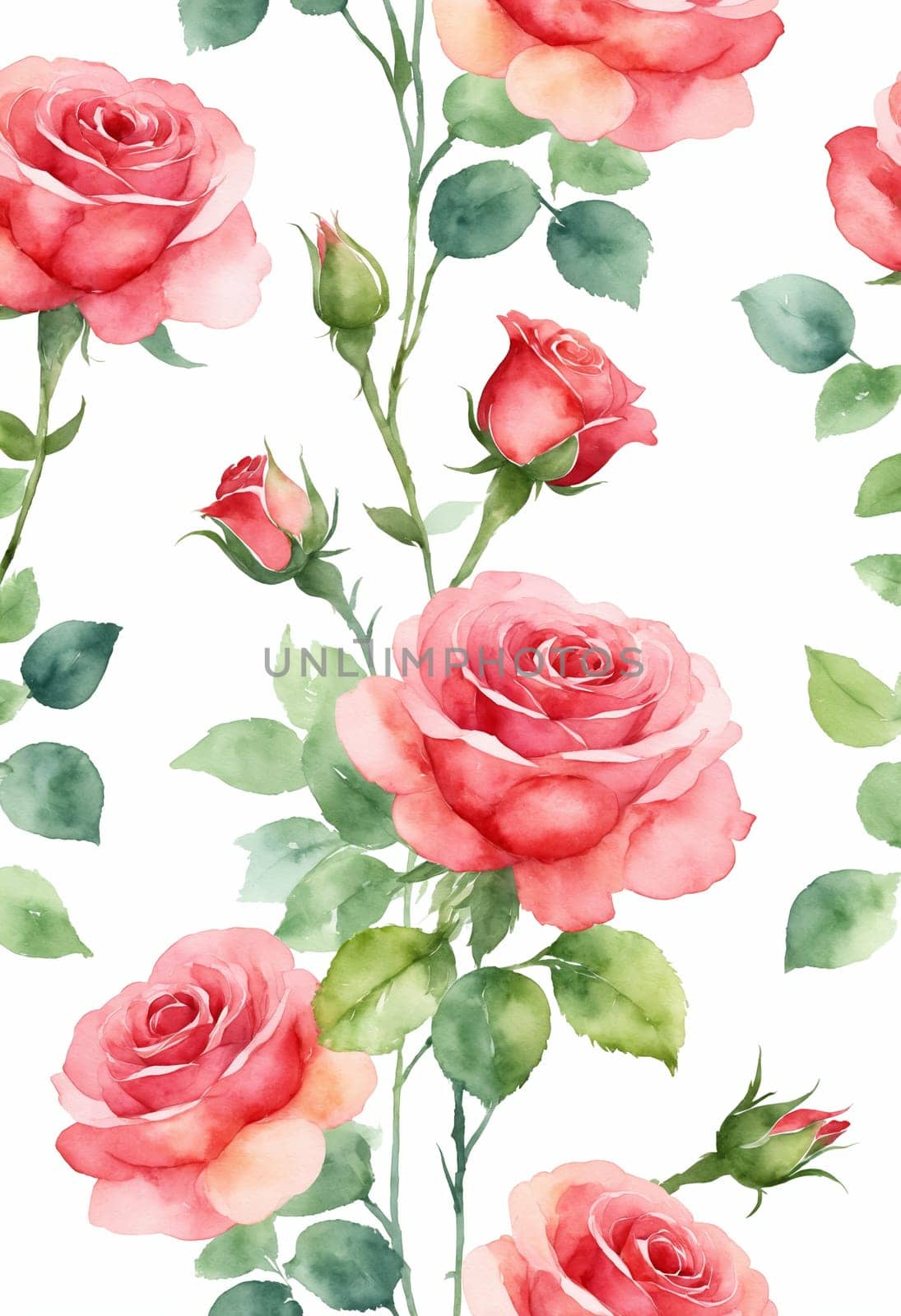 Watercolor bouquet of roses. Hand painted illustration isolated on white background by Andre1ns