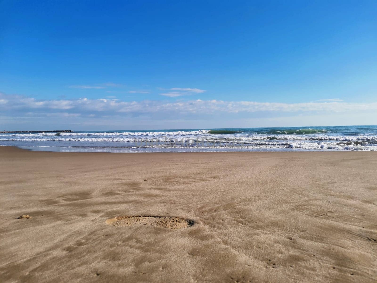 Sagunto beach in Valencia in sunny day in Mediterranean Spain