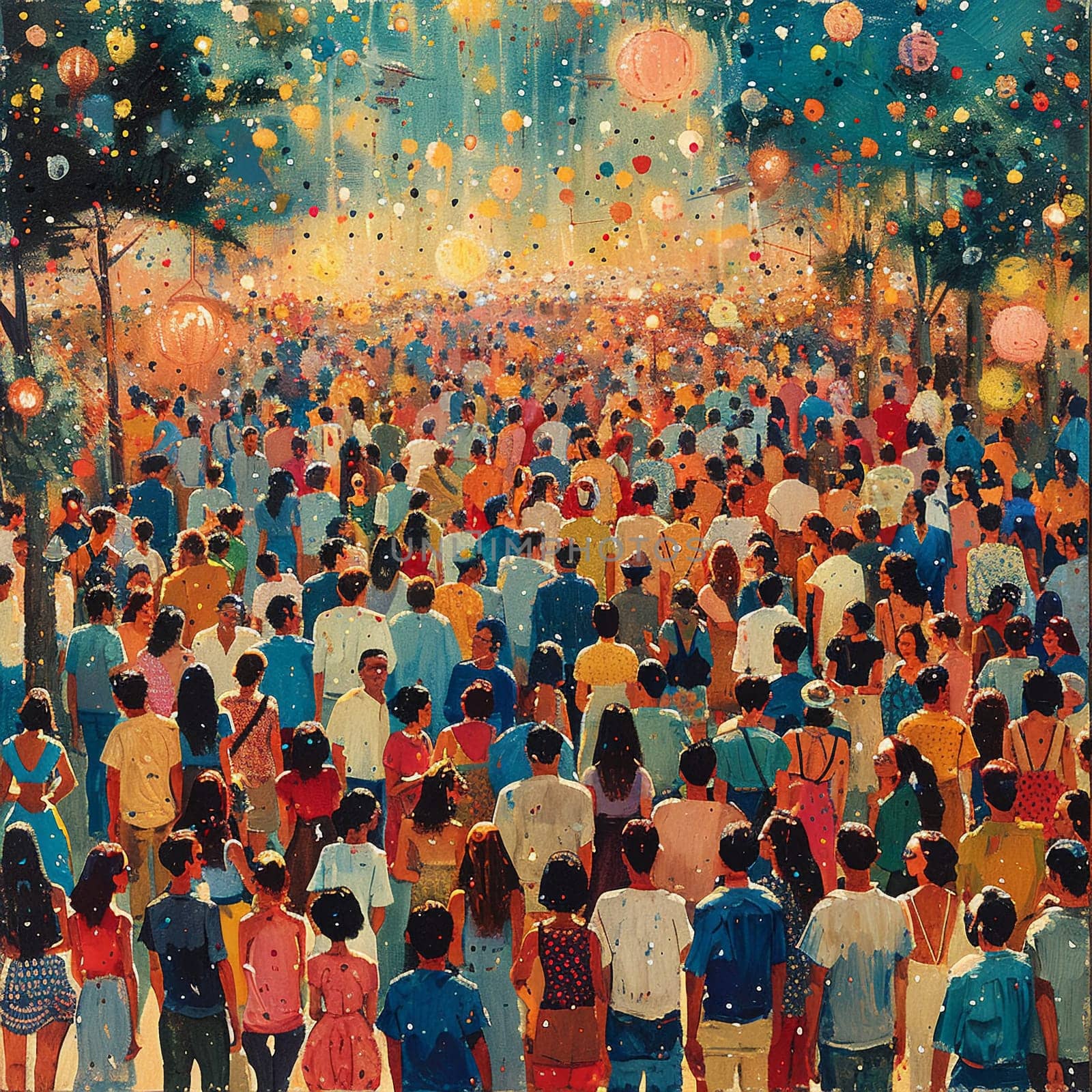 Crowd of diverse people at a festival by Benzoix