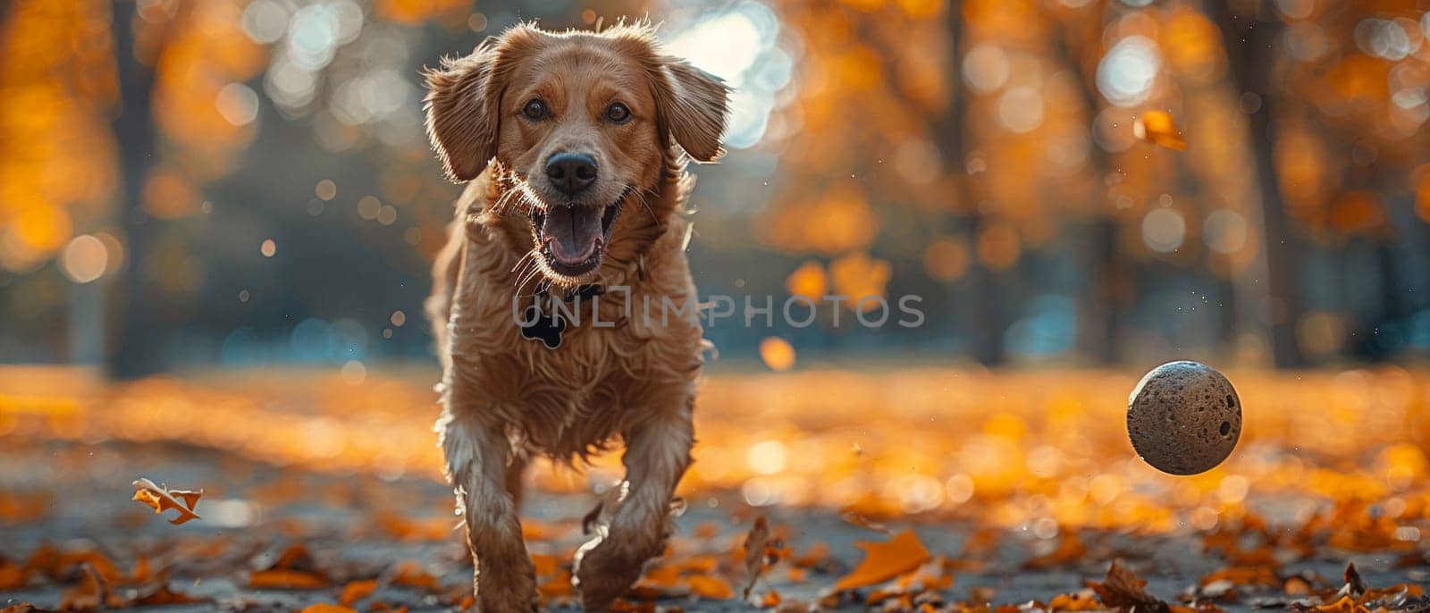 Dog fetching a ball in a park, showcasing playfulness and the bond between pets and owners.