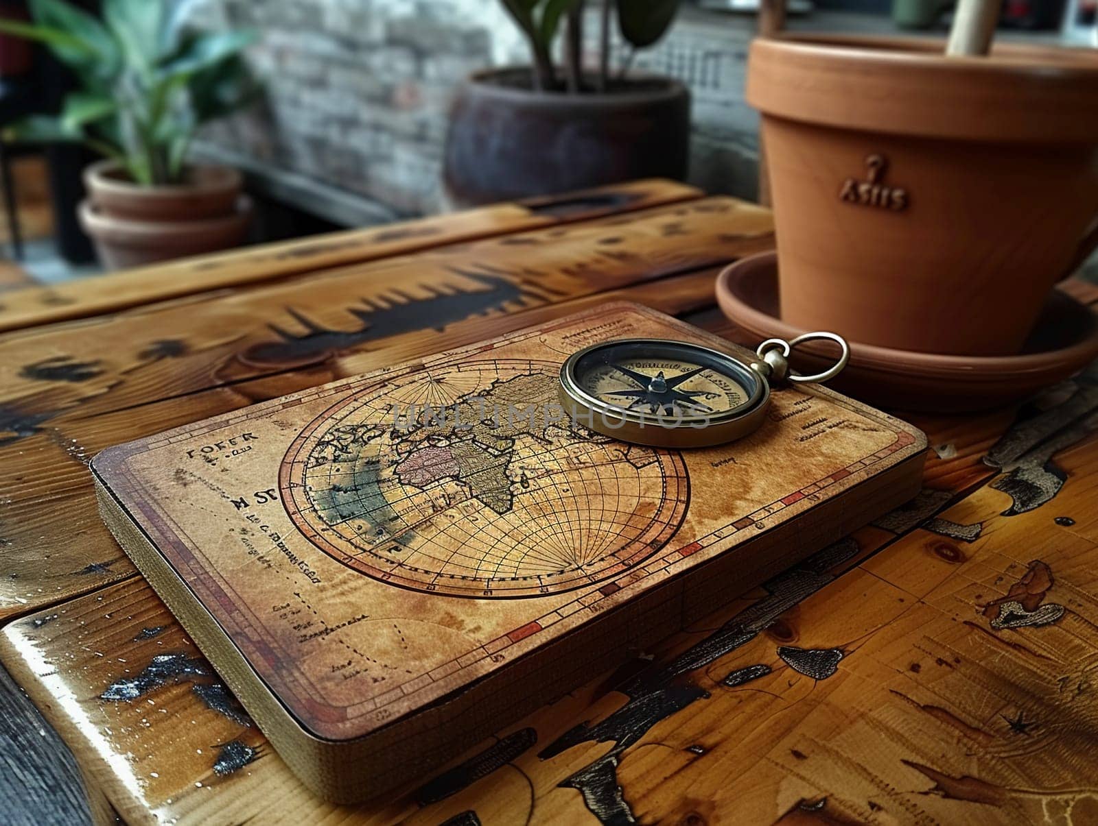 Vintage map and compass, evoking the spirit of exploration and adventure