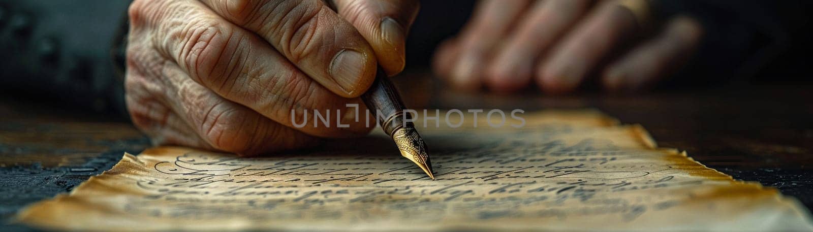 Calligrapher practicing elegant lettering, symbolizing the beauty and art of handwriting