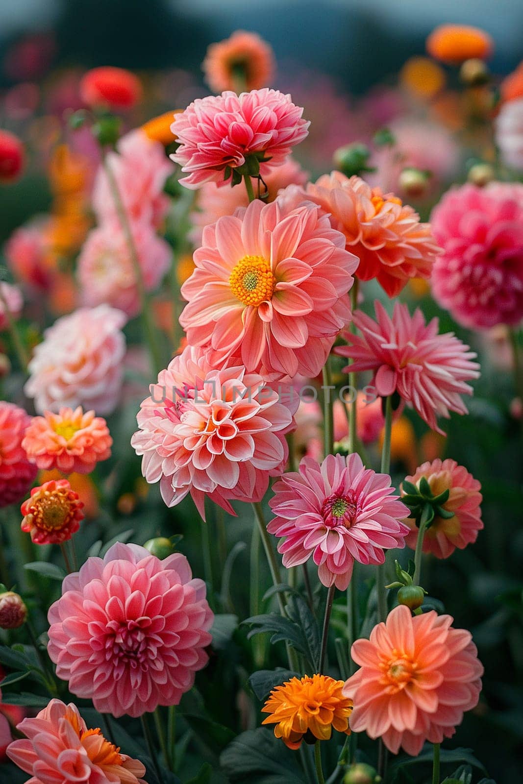 Garden full of blooming flowers on a sunny day, symbolizing growth and natural beauty.