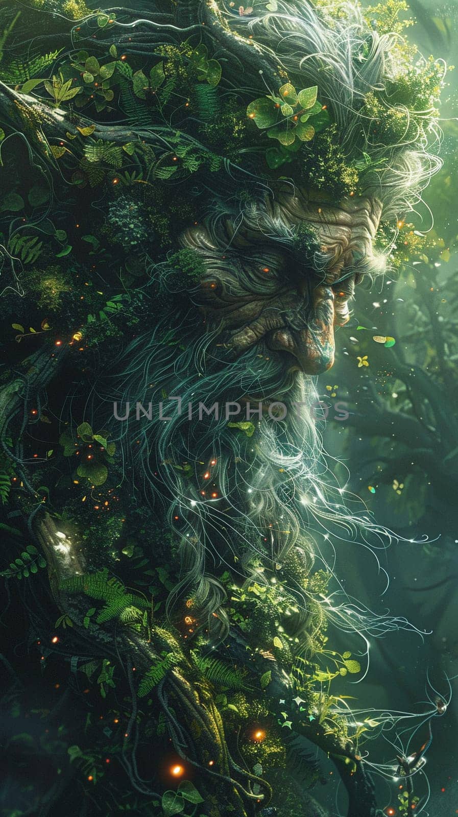 Forest spirit tending to the roots of the world, their song an ode to the heartbeat of the woods.