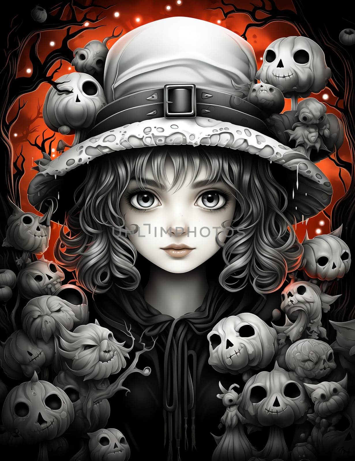 Cartoon girl in Halloween costume.  by AndreyKENO