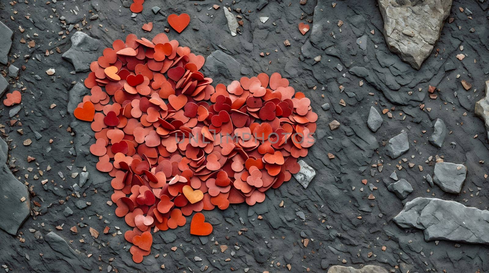 Heart-shaped Arrangement of Small Hearts on the Ground. by chrisroll