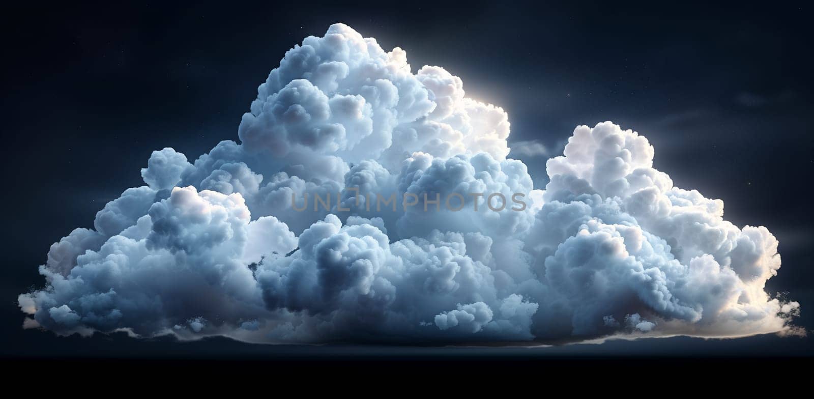 A cumulus cloud, with the sun shining through it, creates an electric blue sky. A meteorological phenomenon adding beauty to the natural landscape