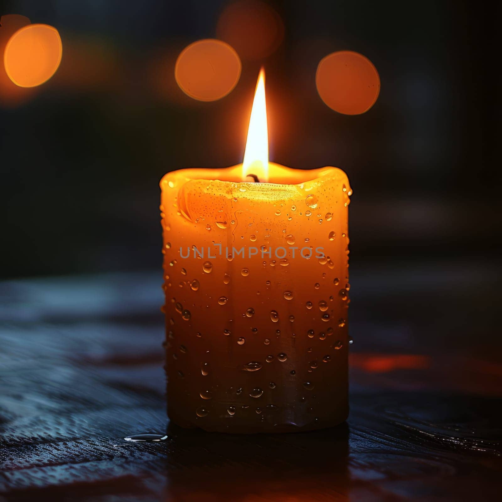 Warm light of Candle in Darkness. Candlelight at night by iliris