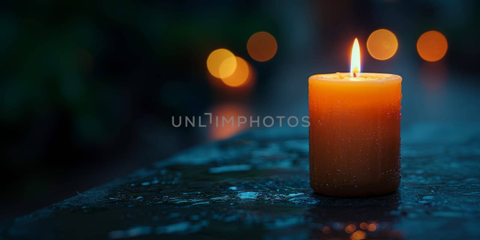 Warm light of Candle in Darkness. Candlelight at night by iliris