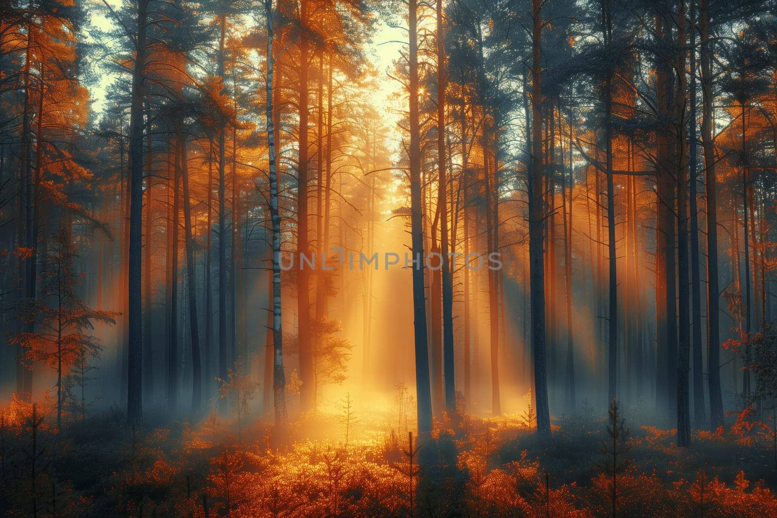 The sun casts tints and shades through the forest trees by richwolf