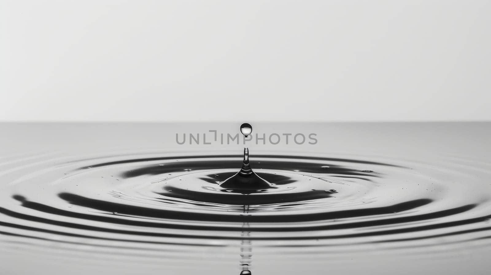 Clear Water drop with circular waves, Rain drops falling on smooth surface of water.