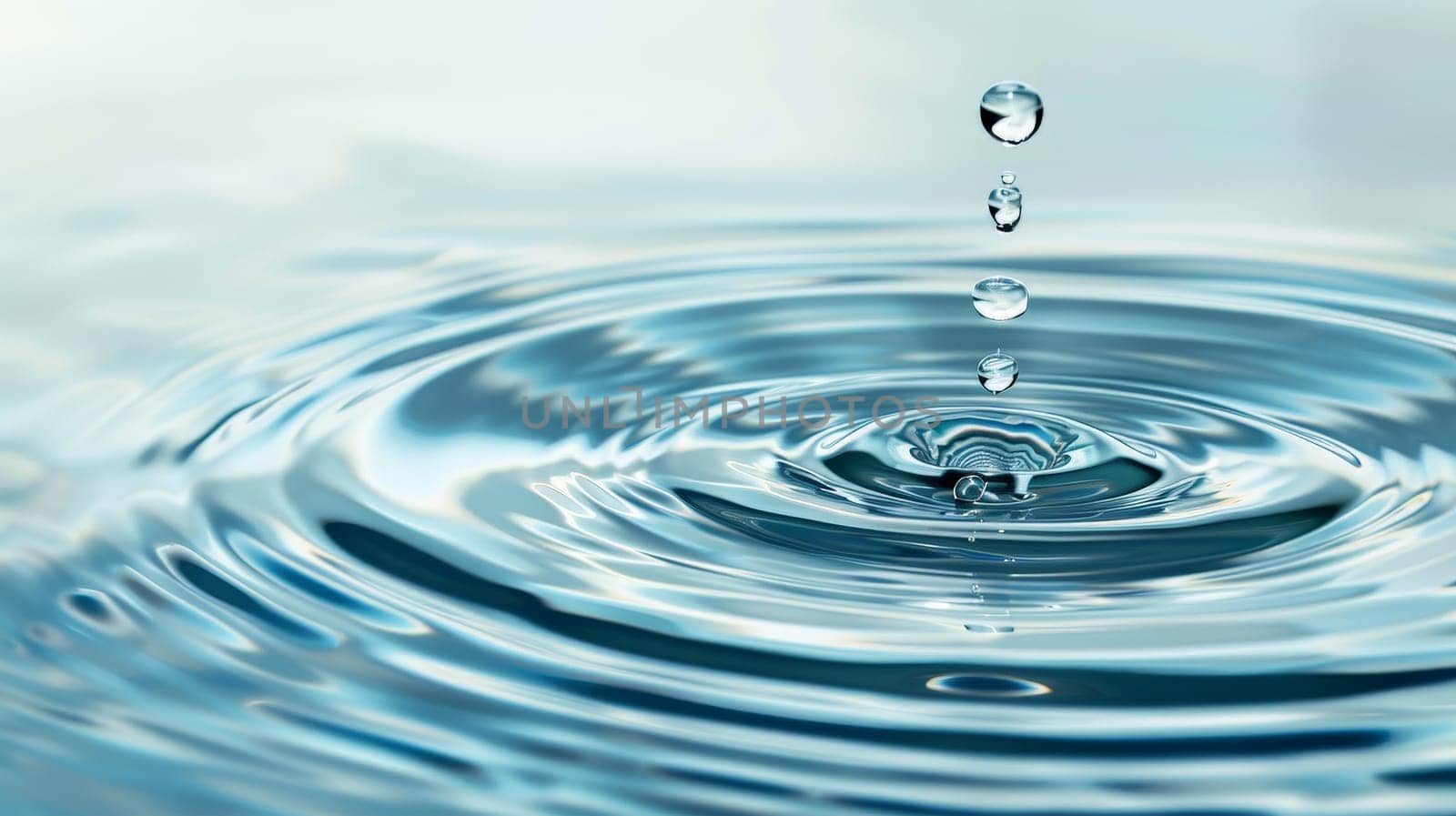 Clear Water drop with circular waves, Rain drops falling on smooth surface of water.