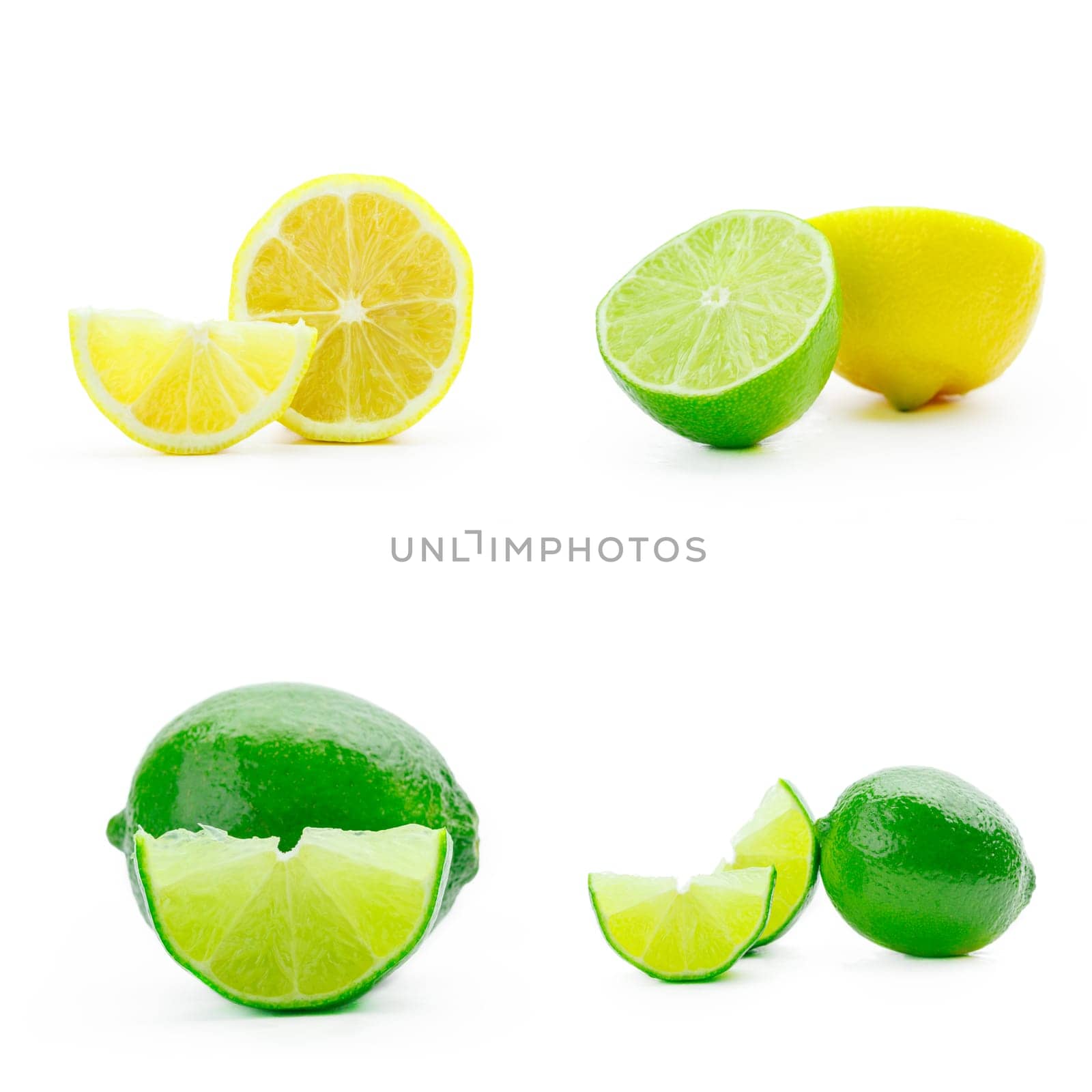 collection of fresh limes and lemons - collage by Fabrikasimf