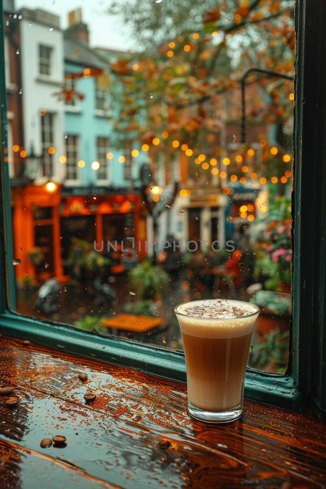 Irish Coffee in a Dublin cafe, with a backdrop of rain-streaked windows and literary history.