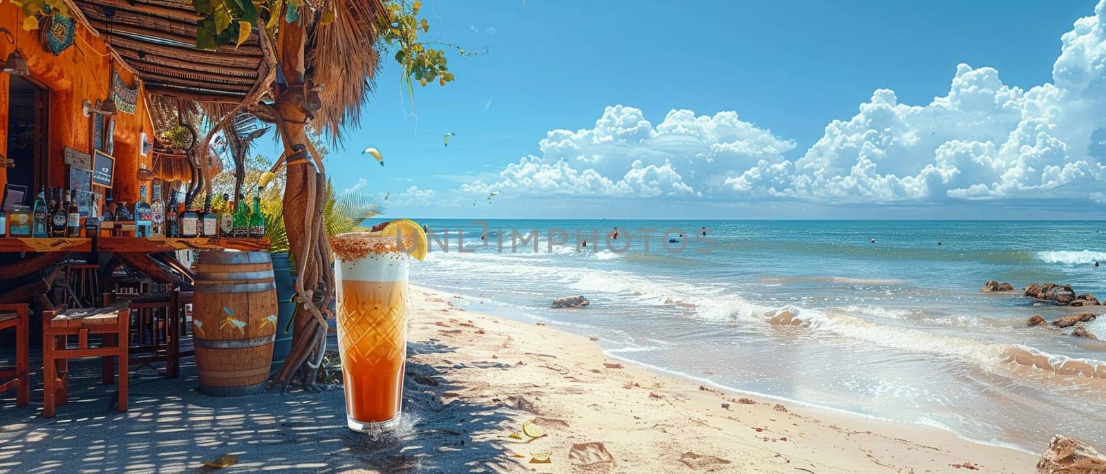 Michelada at a beachfront Mexican cantina, the sound of waves mixing with vibrant conversations.