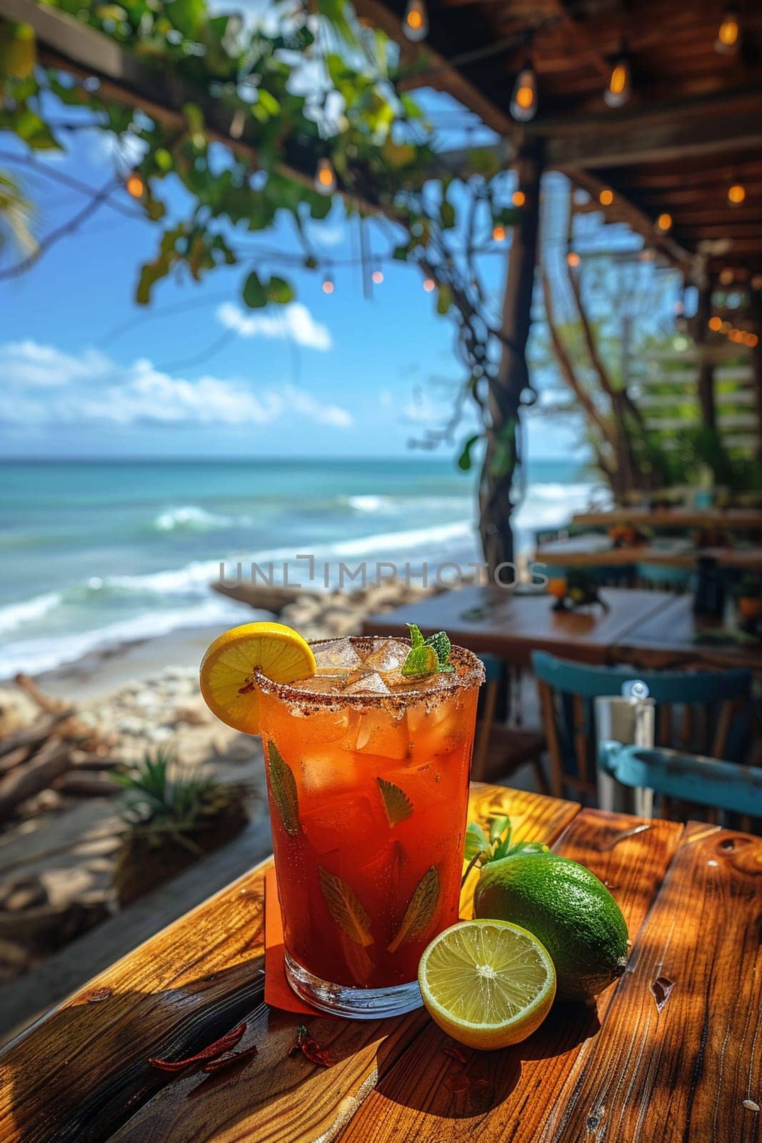 Michelada at a beachfront Mexican cantina, the sound of waves mixing with vibrant conversations.