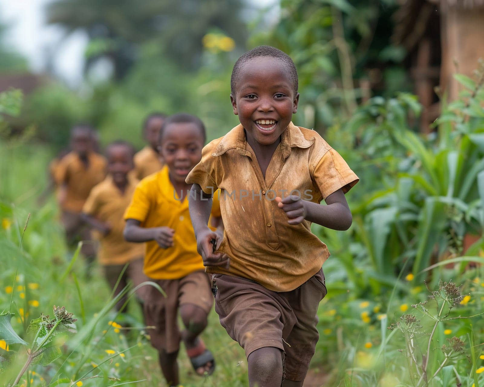 Children running through a schoolyard, symbolizing freedom and joy in education.