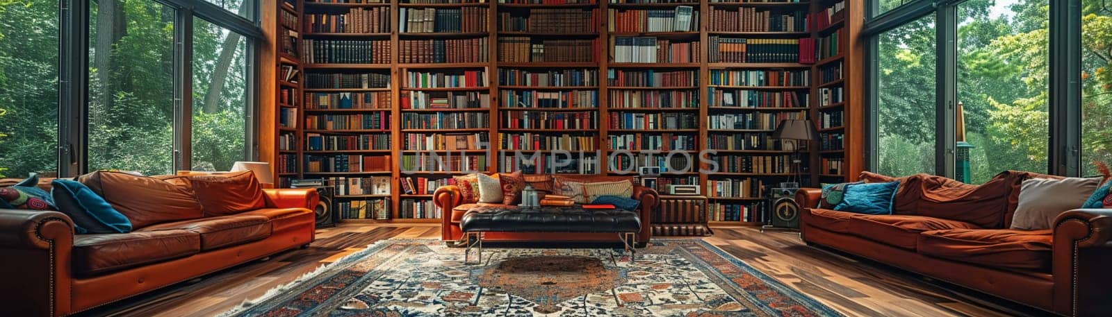 Home library with shelves of books by Benzoix