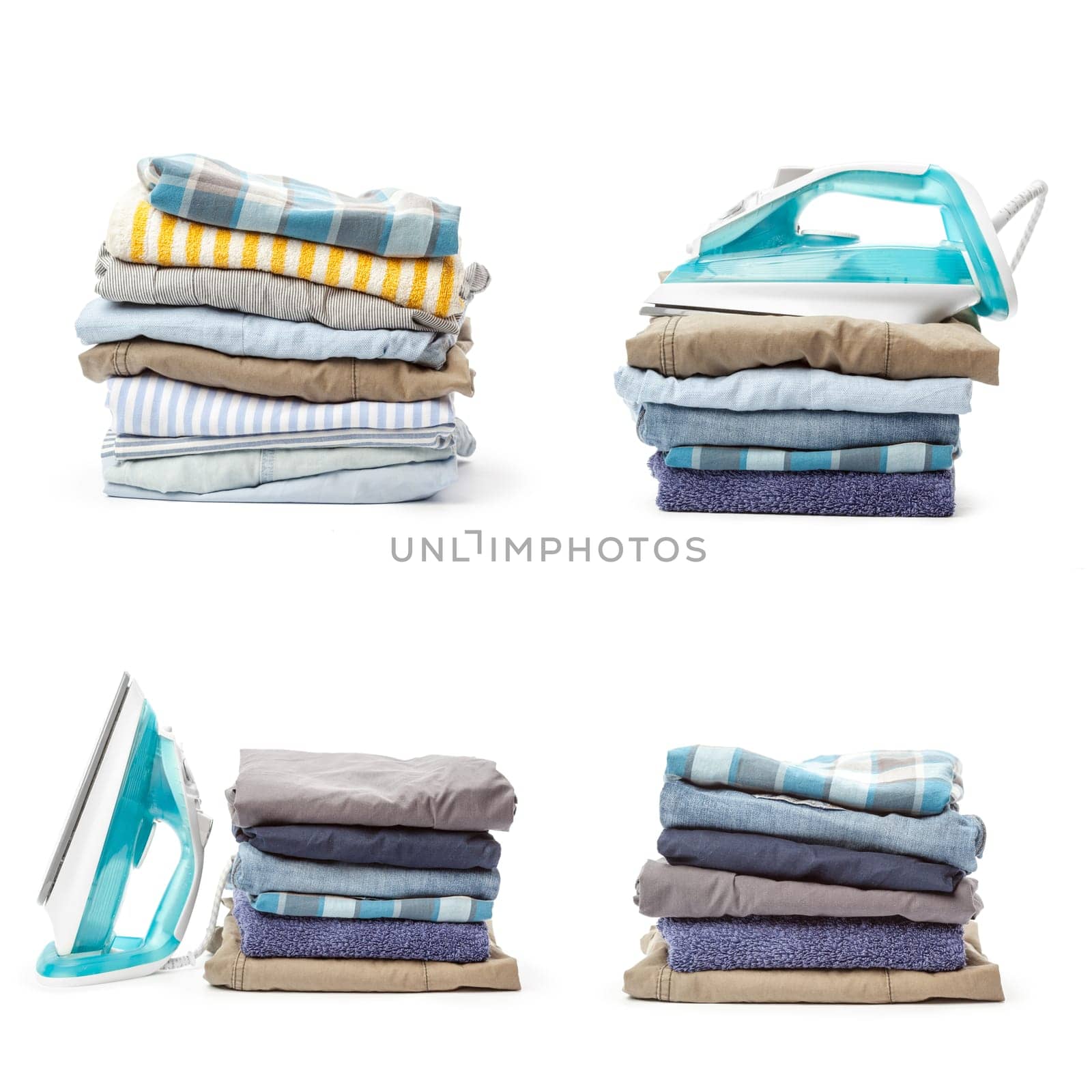 stacks of clothing collection isolated on white