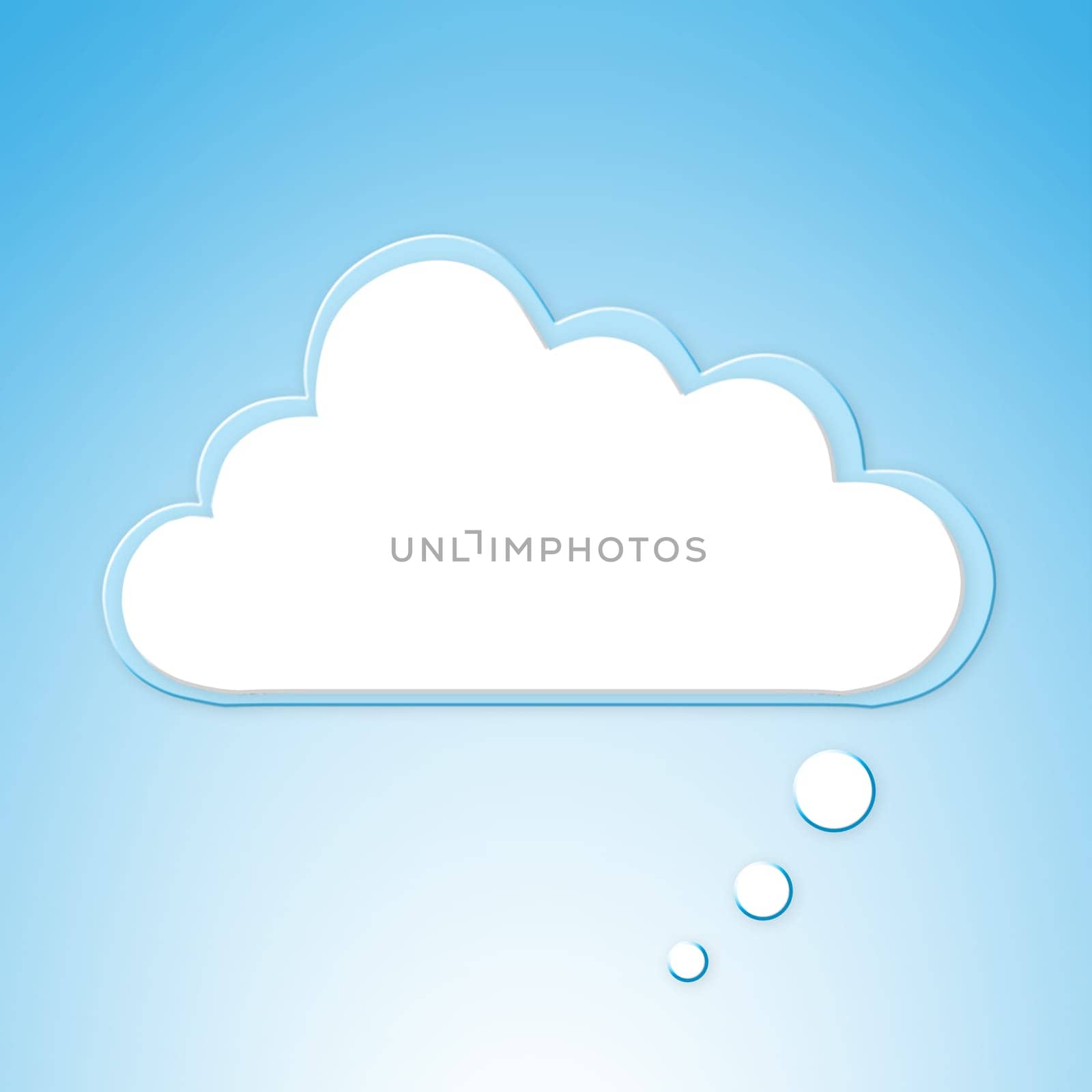Cloud computing, sign and graphic with illustration, storage or cartoon with art for digital transformation. Networking, futuristic icon or information technology for online server on blue background.