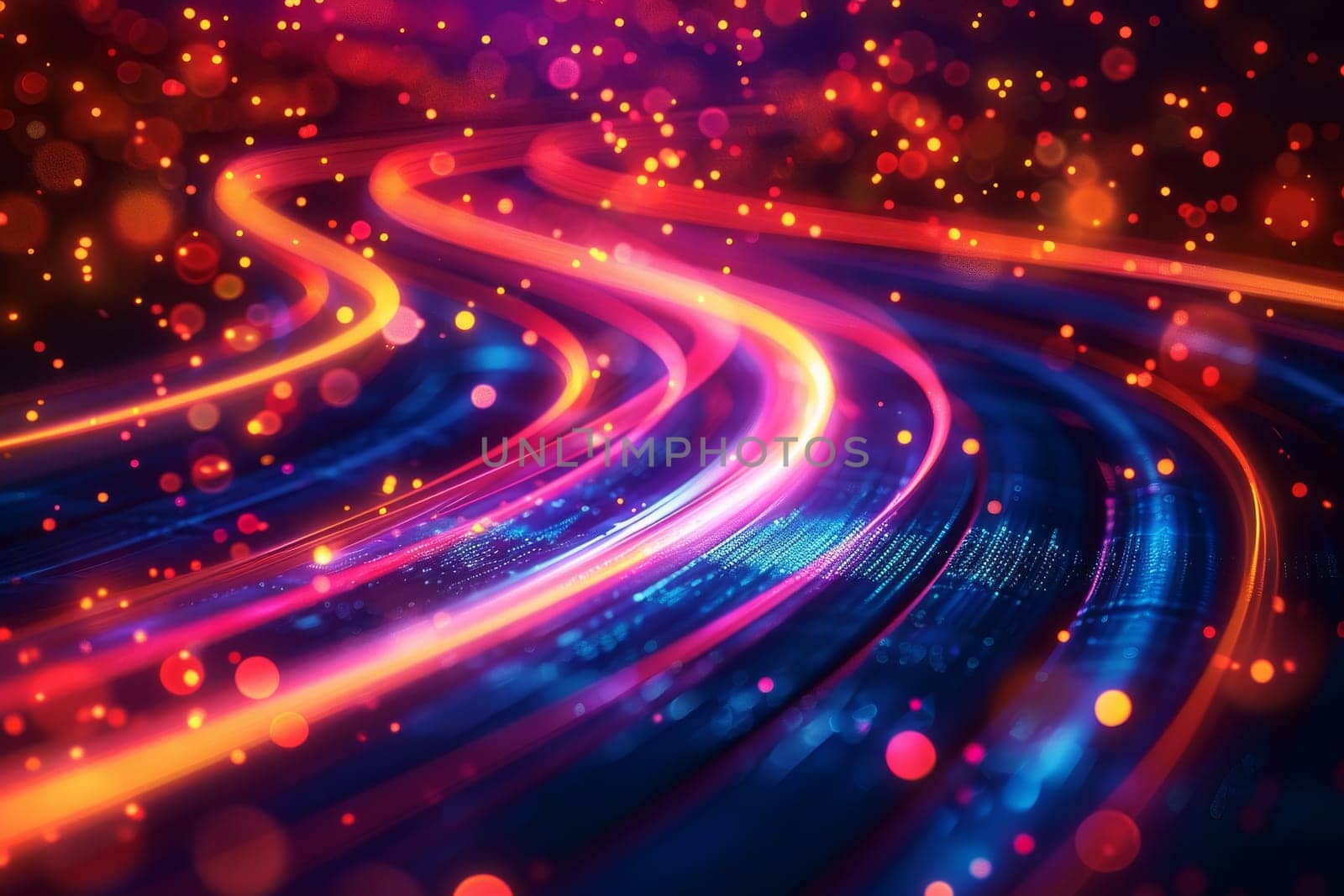 A computer network with a large orange circle in the middle. futuristic technology background by itchaznong