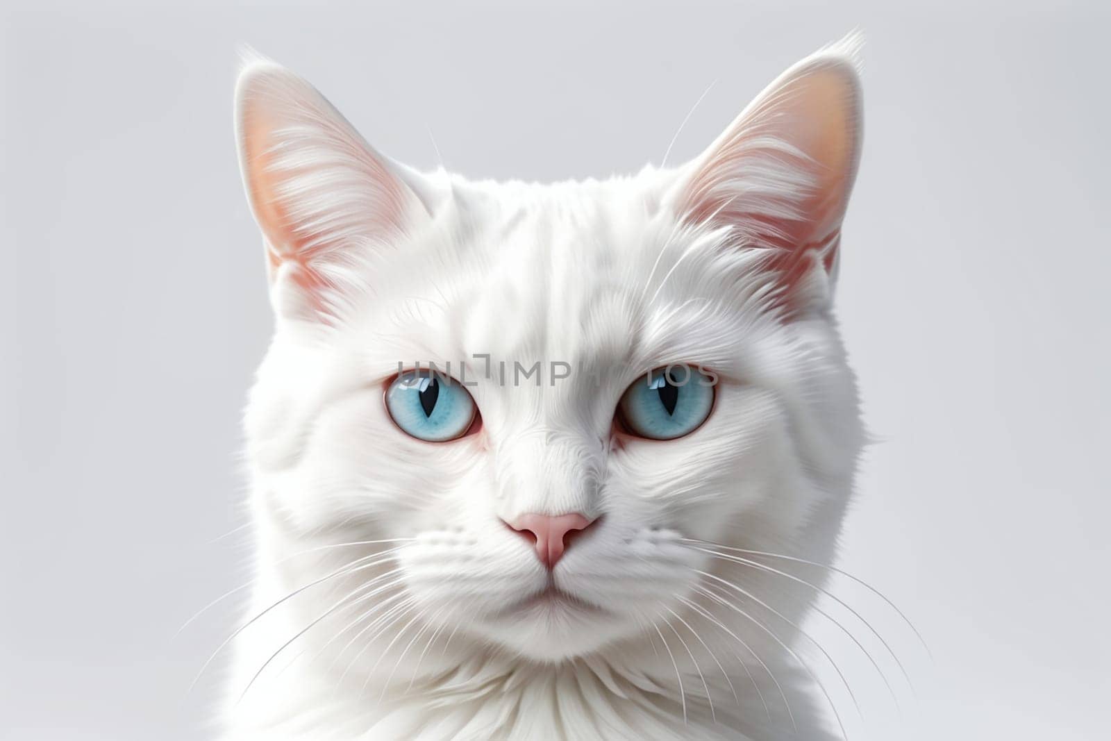 white cat isolated on a light background .