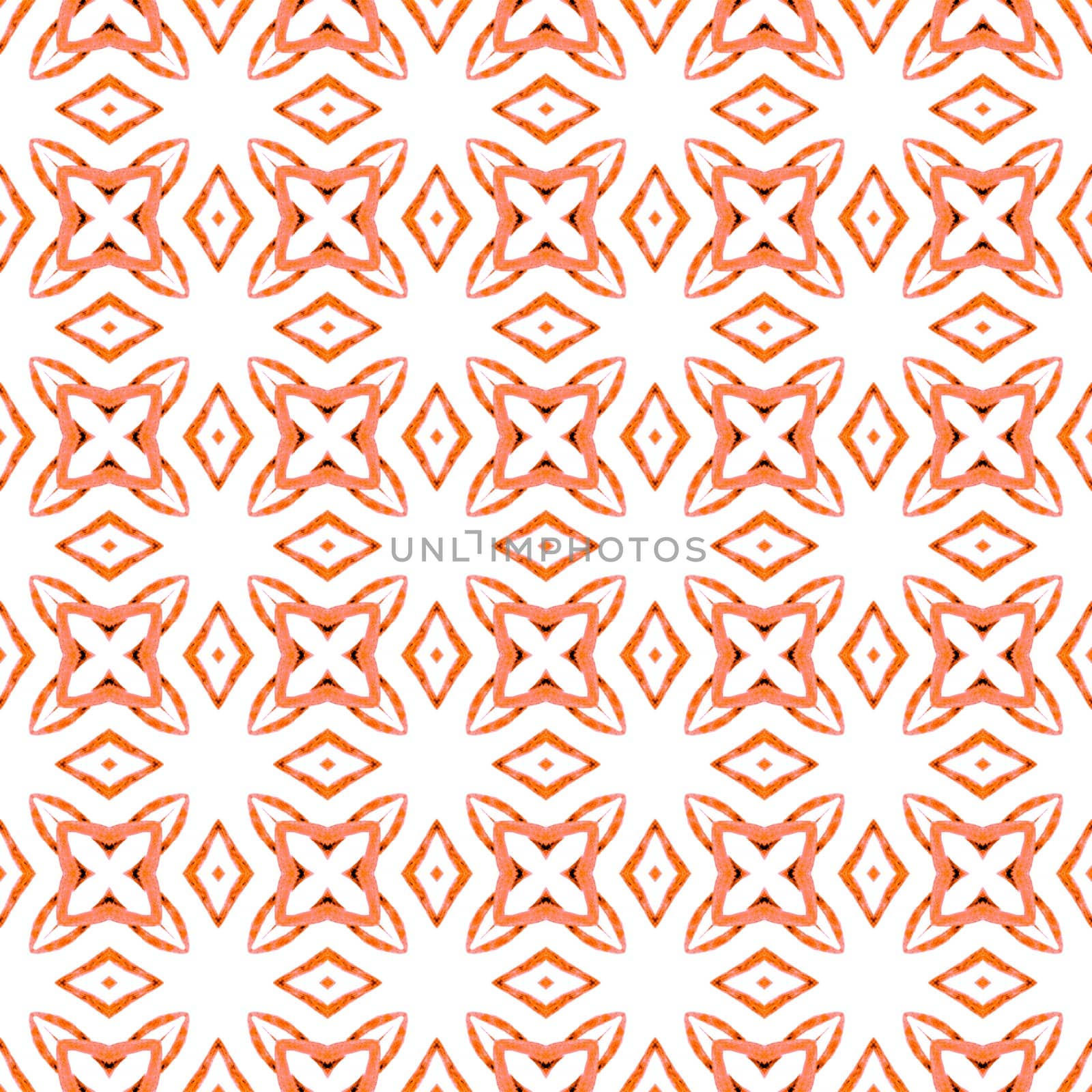 Chevron watercolor pattern. Orange shapely boho chic summer design. Green geometric chevron watercolor border. Textile ready flawless print, swimwear fabric, wallpaper, wrapping.