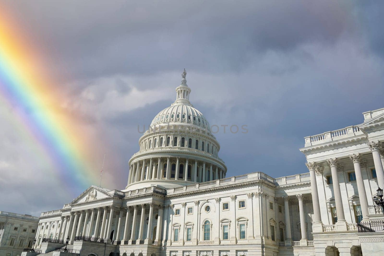 rainbow on washington dc capitol detail Usa