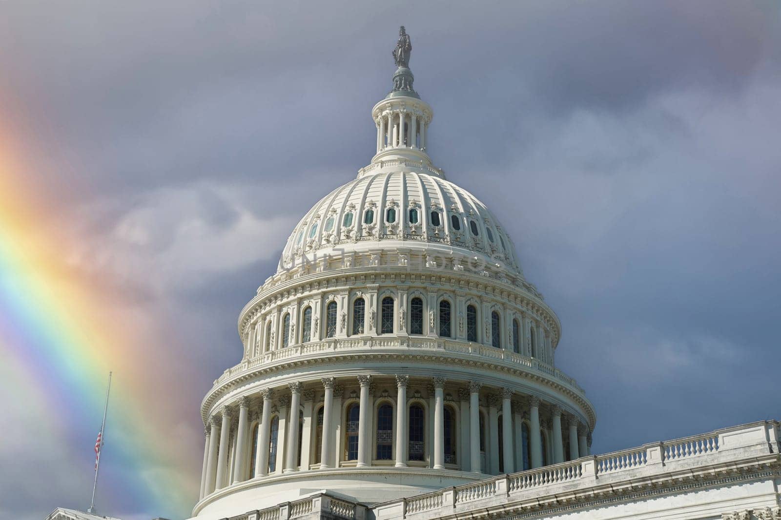 rainbow on washington dc capitol detail Usa