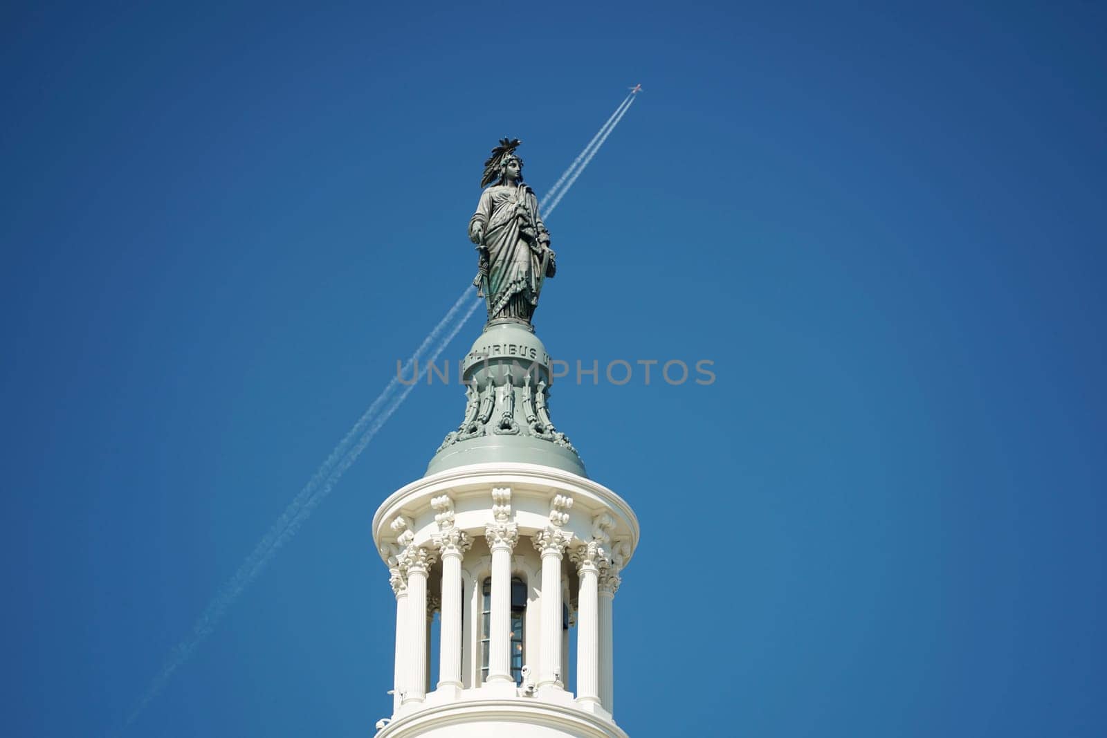 washington dc capitol detail of statue with airplane on back USa