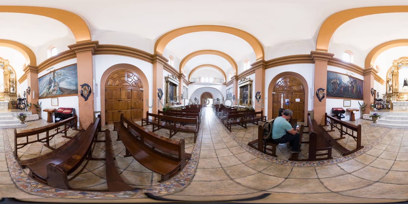 Badajoz, Spain, sunday 17 2024. 360 The Sanctuary of Our Lady of Sorrows at Chandavila