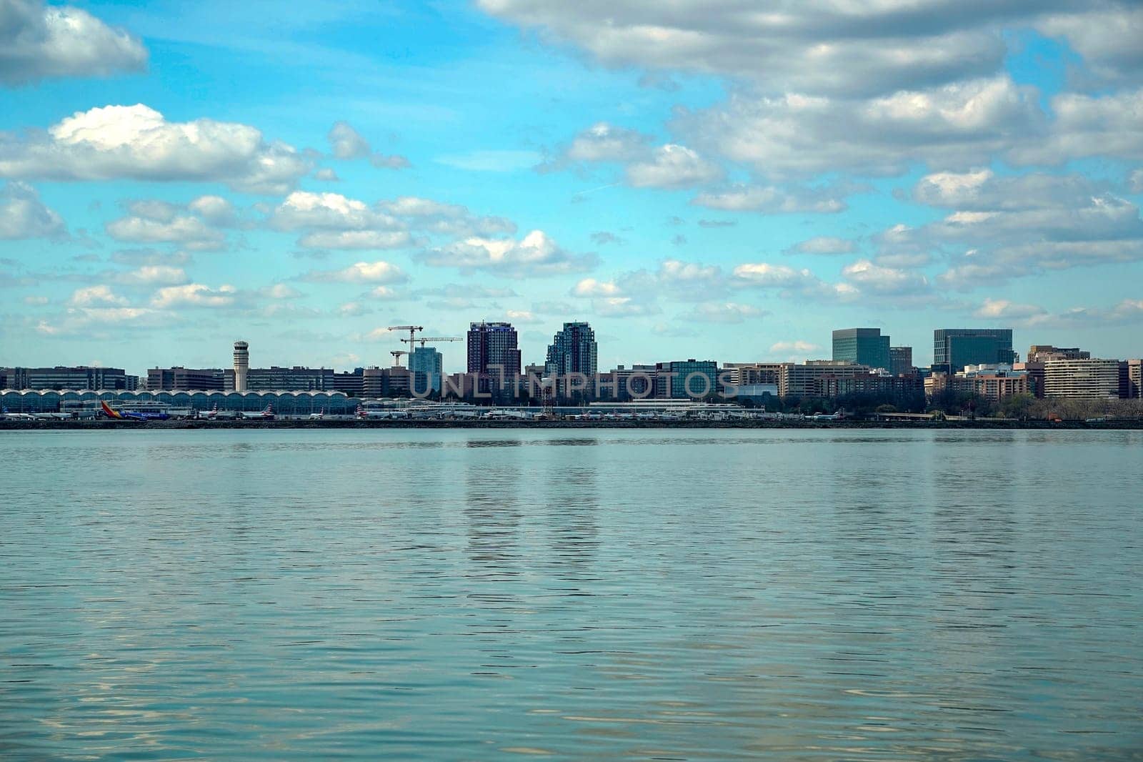 airport view from a cruise on potomac river washignton dc on riverboat water taxi