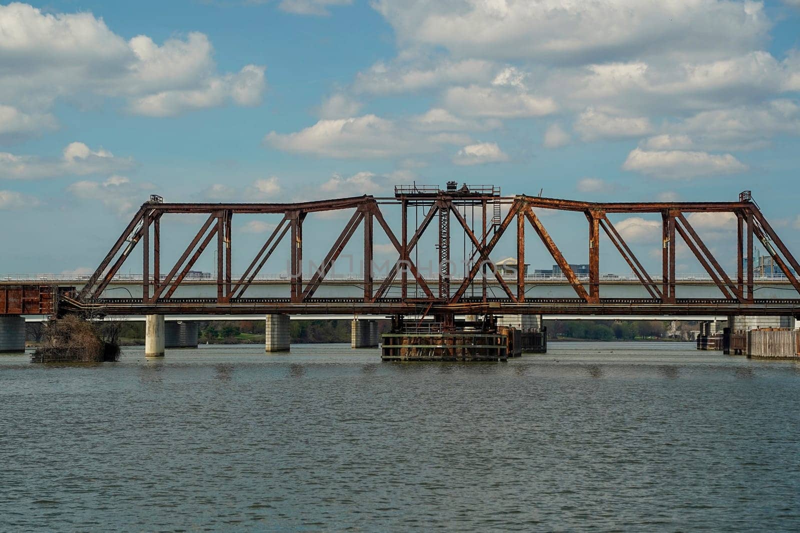 Long Bridge from cruise on potomac river washignton dc on riverboat water taxi by AndreaIzzotti