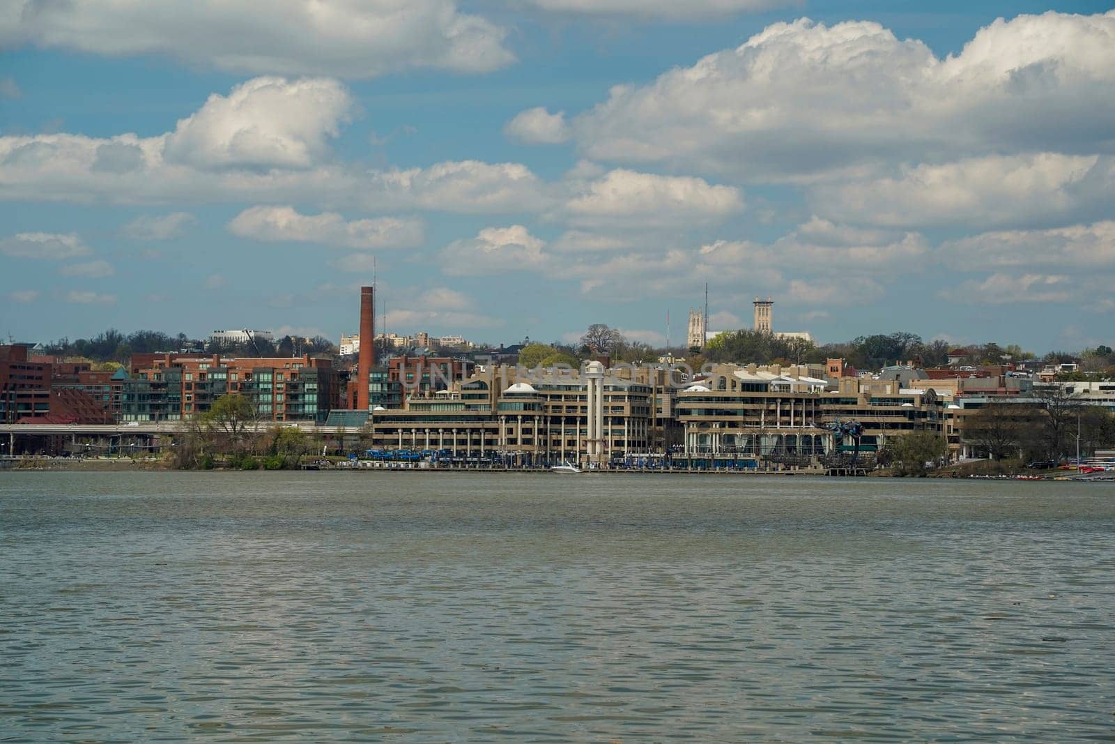 georgetown view from a cruise on potomac river washignton dc on riverboat water taxi