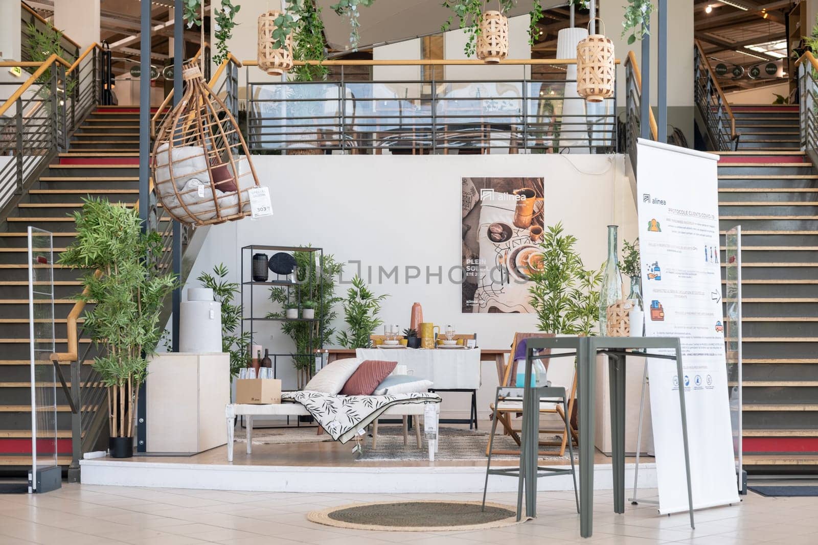 ROUEN, FRANCE - MAY 20, 2020: Showroom with decorations and furnitures in the store ALINEA