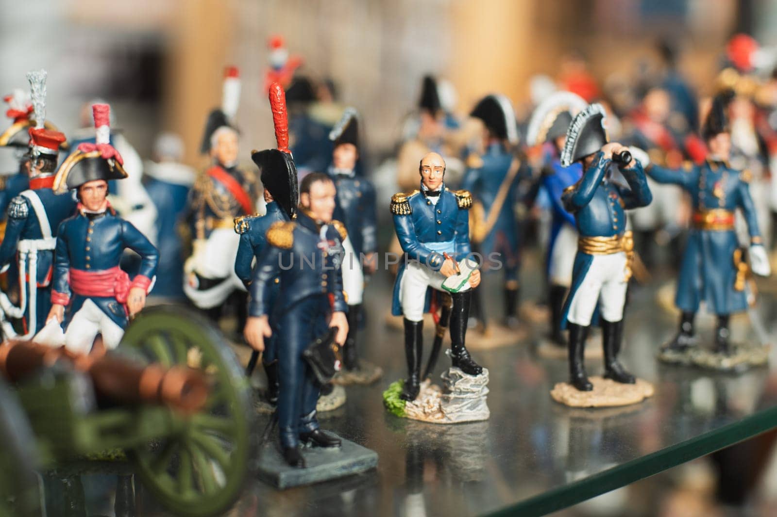 Tin soldiers in uniform in a vintage store France
