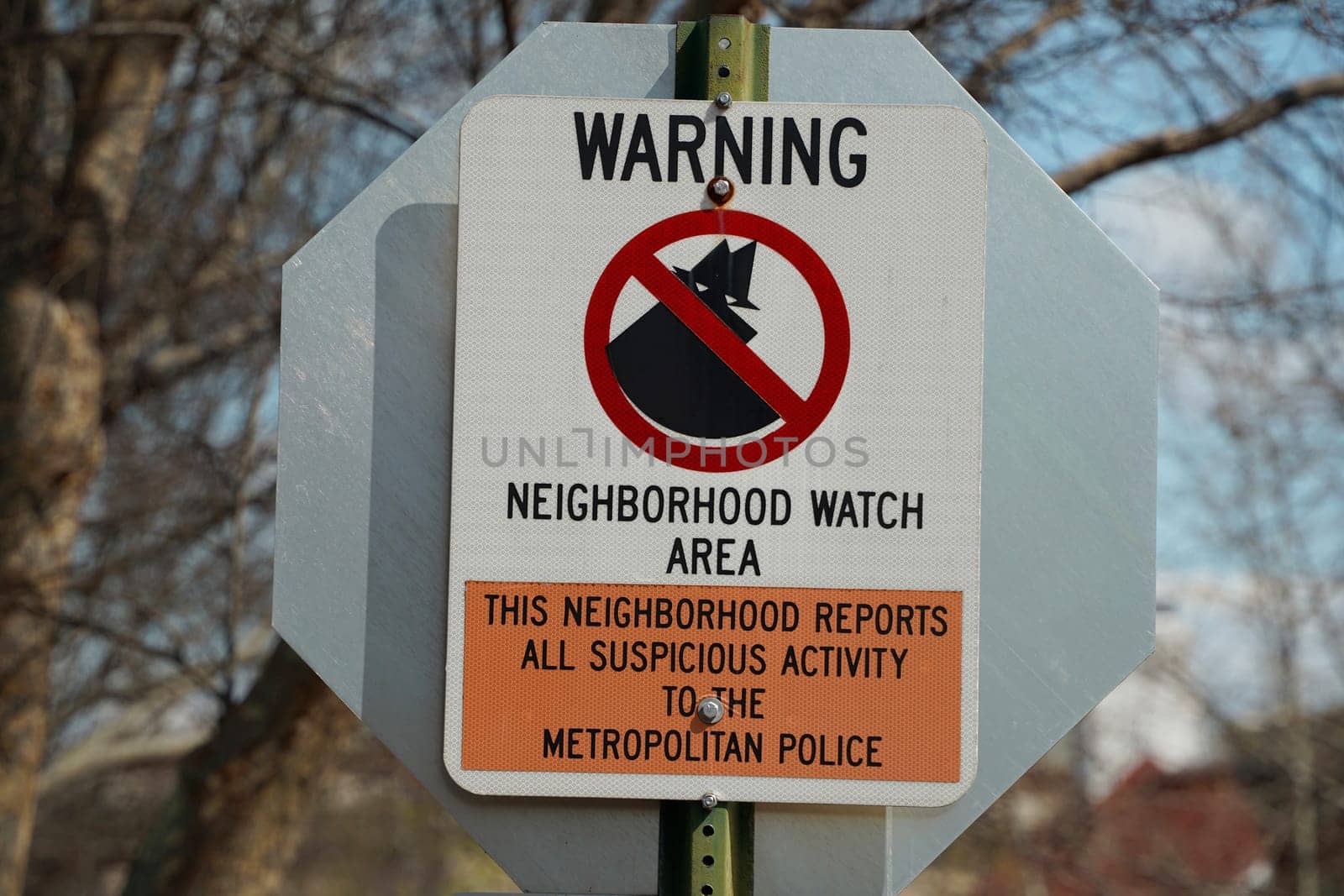 Warning neghborhood watching area in washington georgetown painted houses detail by AndreaIzzotti