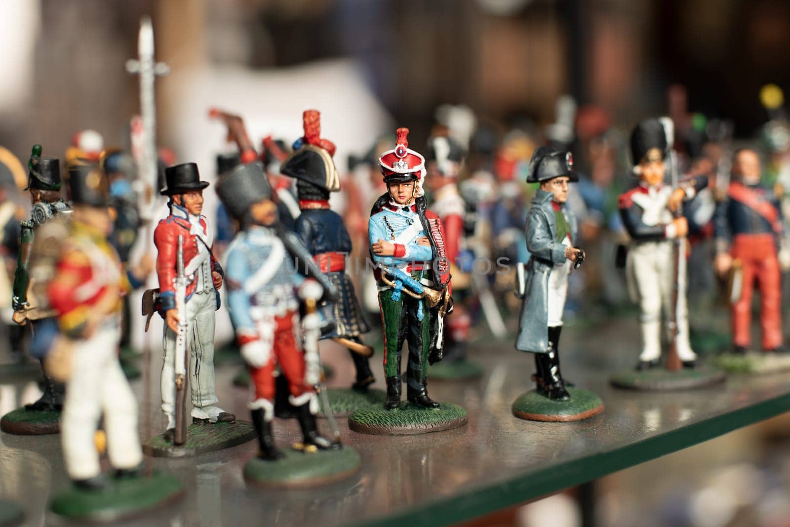 Tin soldiers in uniform in a vintage store France