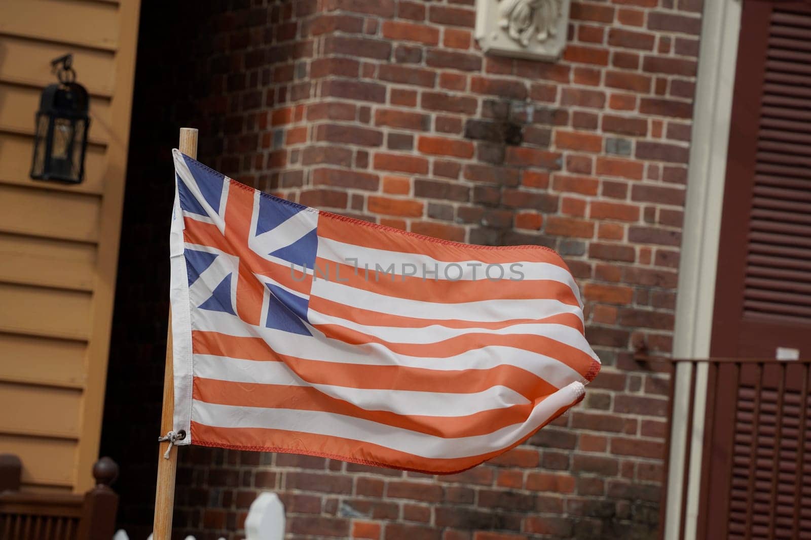 british american flag detail in Williamsburh Virgina historical houses USA