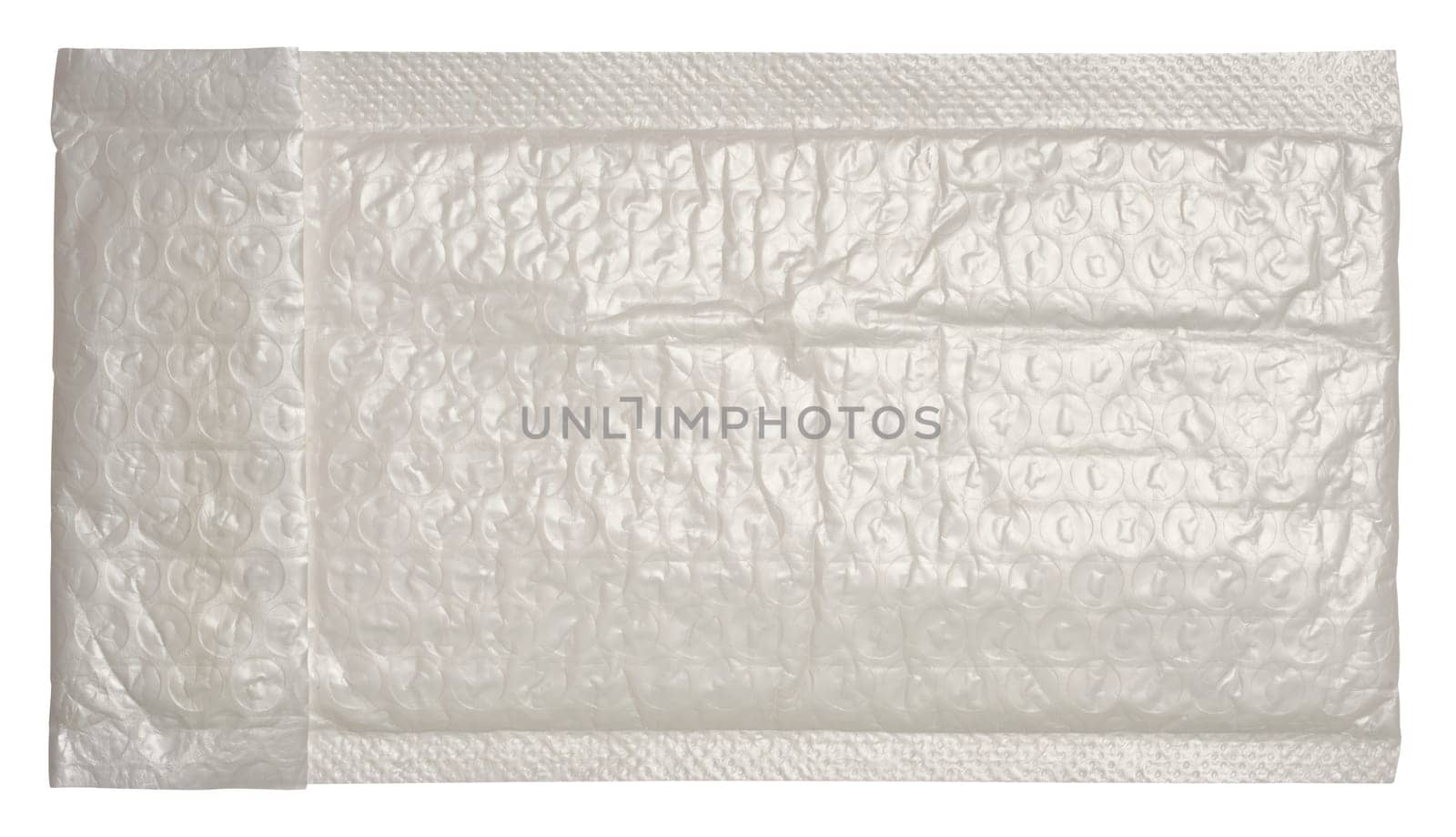 White plastic envelope with bubble wrap for correspondence on a white background by ndanko