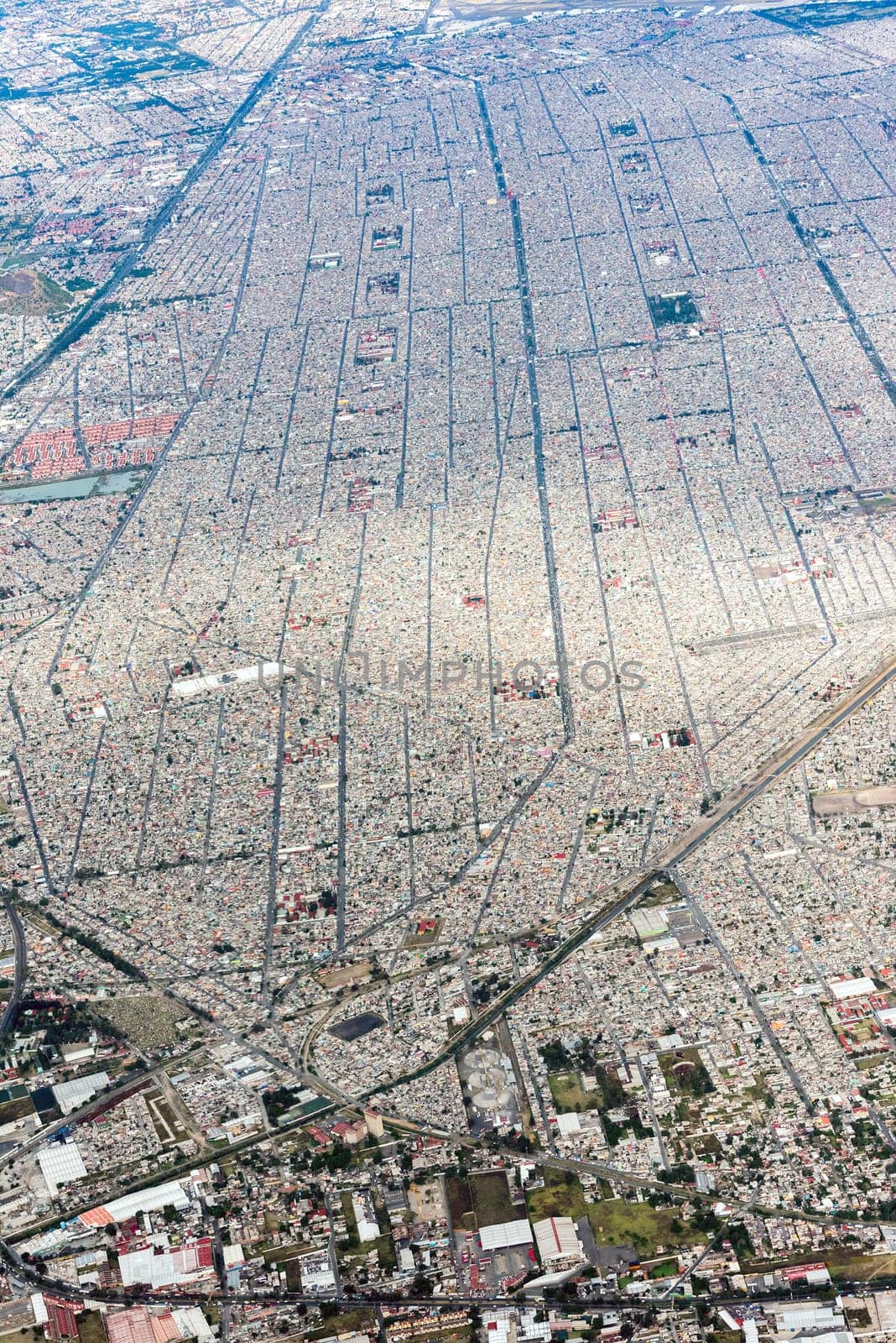 mexico city aerial view landscape from airplane