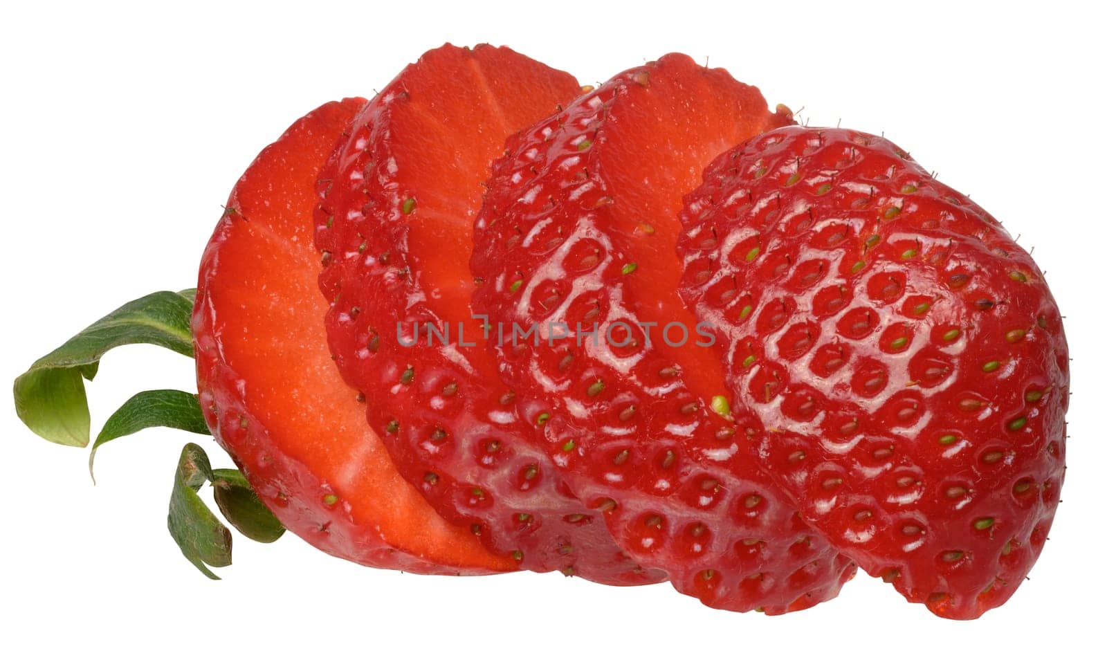 Sliced ripe red strawberries on isolated background by ndanko